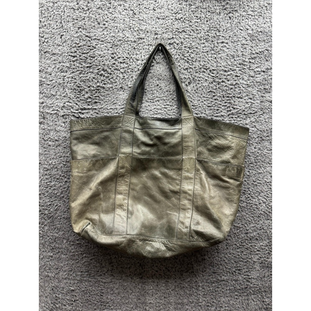 Club Monaco Brown Distressed Leather Tote Bag w/ Six Outside‎ Pockets Size Large